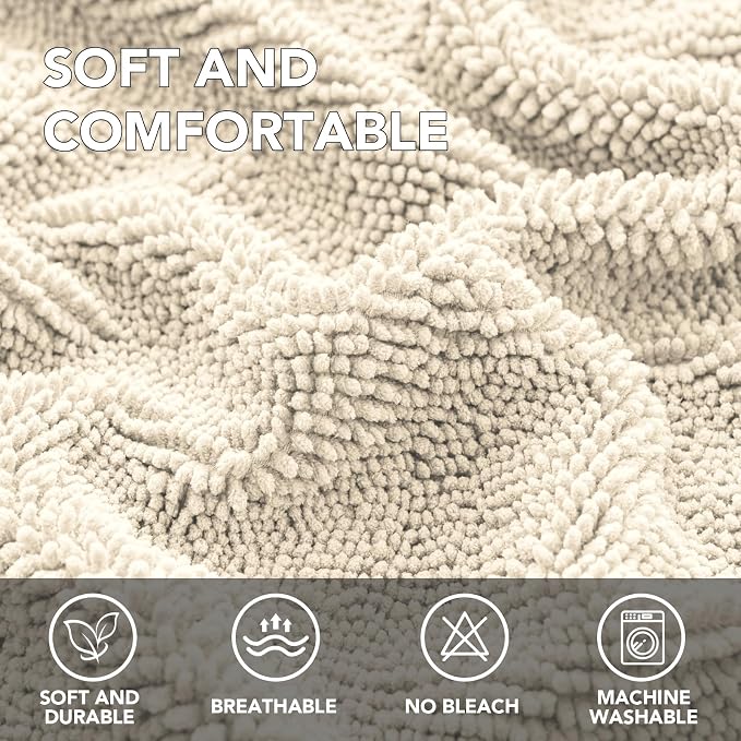 H.VERSAILTEX Non Slip Pet Couch Cover Chenille Dog Bed Protector Thick Soft Sofa Slipcover Pet Friendly Washable Couch Cushion Covers for Pets (30" x 53", Ivory)