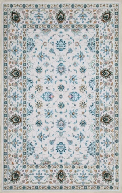 WILLSUN Washable Area Rugs, 9x12 Non-Slip Boho Large Area Rugs for Living Room, Bedroom, Machine Washable Vintage Rug, Indoor Floral Print Carpet for Home Decor, Kid & Pet Friendly Mat