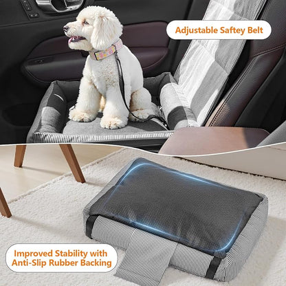 Dog Car Seats for Small Dogs, Detachable Soft Cotton Cushion, Comfort Pet Travel Dog Bed, Puppy Car Seat with Adjustable Secure Straps, Under 25lbs, Black