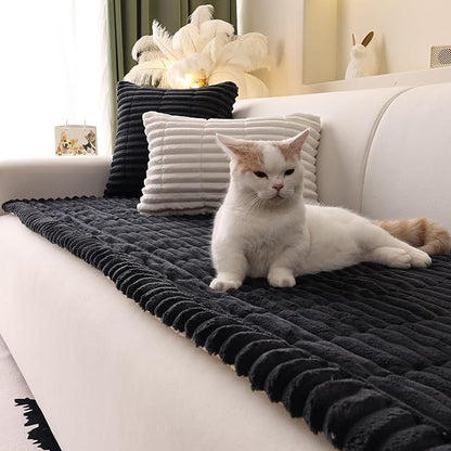 Couch Cover for Sofa, Sectional Couch Cover for Dogs, Sofa Cover Washable, Cushion Cover Blanket Pad Bed Mat for Pets, Fleece Furniture Protector, Black, 23.6x59in
