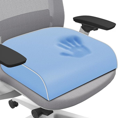 SweetSlubr Seat Cushion for Tailbone Pain Relief, Office Chair Cushion, Memory Foam Large Chair Cushion with Non-Slip Cover for Soft Support at Office Chair, Car Seat, Airplane Light Blue/Large