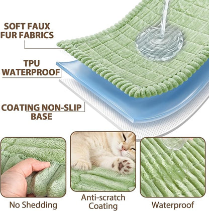 FUANGUI Waterproof Couch Cover Sofa Cover for Dogs and Pets Sofa Protector | Non-Slip Washable Fuzzy Soft Cat Sofa Slipcover for 2-3 Cushion Couch Sofa Pet Friendly, Grass Green, 27.6" x 82.7", 1 pcs