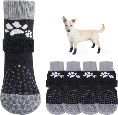 SCENEREAL Anti Slip Dog Sock to Prevent Licking Paws for Hardwood Floors, Boots & Paw Protector Shoes for Hot/Cold Pavement with Grippers, Double Sides Grips for Small Medium Large Senior Dogs, XS