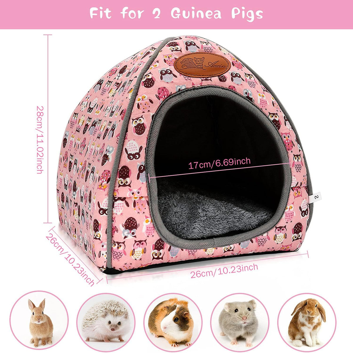 BWOGUE Guinea Pig House Bed Cozy Hamster Cave Large Hideout for Dwarf Rabbits Hedgehog Bearded Dragon Winter Nest Hamster Cage Accessories