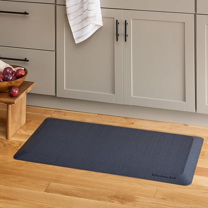 KitchenAid Gourmet Series Kitchen Comfort Gel Mat, Solid Basketweave, Ink Blue, 20"x39"