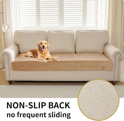 HAOMAIJIA Waterproof Couch Cover for Dogs Washable,Faux Fur Pet Couch Covers for Sofa,Soft Dog Bed Cover Non-Slip Couch Covers for 3 Cushion Couch Sofa Pet Friendly (Khaki, 35" x 82")