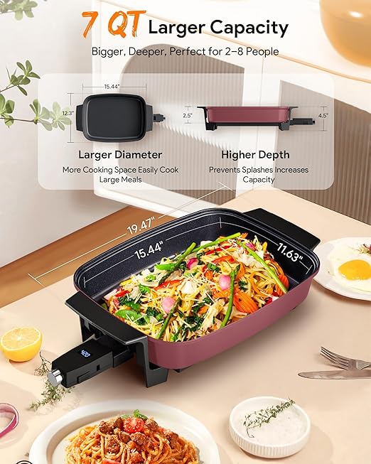 Nuwave Medley XL Digital Electric Skillet, Family Size Griddle w/Glass Lid