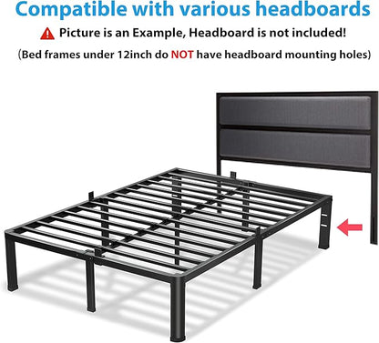12 Inch King Size Bed Frame, 3500Lbs Heavy Duty Metal Platform with Round Corner Legs Mattress Slide Stopper, Steel Slat Support No Box Spring Needed, Noise Free, Non-Slip, Easy Assembly