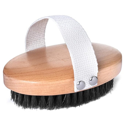 GranNaturals Soft Bristle Dog Brush for Short Haired Dogs & Cats w/Strap - Wooden Handle & Gentle Boar Bristles for Deshedding, Smoothing and Grooming Pet Hair Fur to Give Naturally Shiny Coat