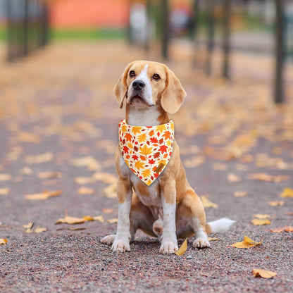 Fall Dog Bandanas - 2 Pack Halloween Thanksgiving Dog Bandana | Reversible Pumpkin and Leaf Pet Scarf for Boy & Girl | Premium Durable Fabric | Holiday Bandana for Small and Medium Dogs (Small)