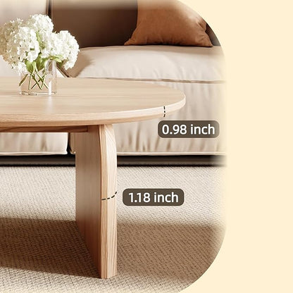Honyee Modern Oval Coffee Table, Small Coffee Tables for Living Room - Oak Wood Top with Solid Legs, Wooden Center Table Easy Assembly for Living Room &Bedroom,Office, Natural