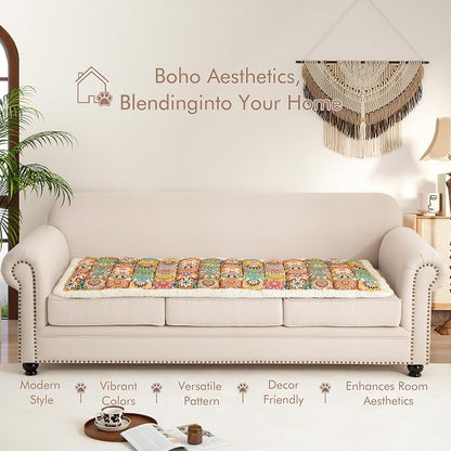 Couch Cover for Sofa, Sectional Couch Cover for Dogs, Sofa Cover Washable, Cushion Cover Blanket Pad Bed Mat for Pets, Boho Furniture Protector, Orange, 27.6x82.7in