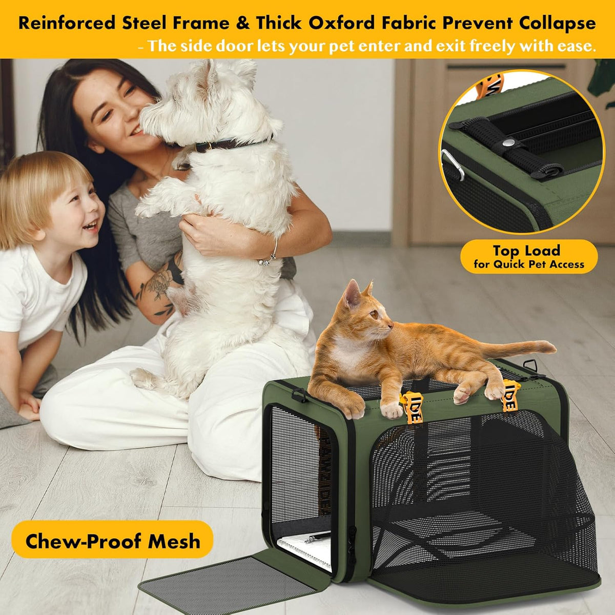 PAWZIDEA Expandable Soft-Sided Pet Carrier 18″×11″×11″, TSA Airline Approved Travel Bag for Small Dog & Animal, Top-Load Large Cat Carrier Under Seat 2 Cats, Collapsible Puppy Carry ID Tag, Up to 16lb