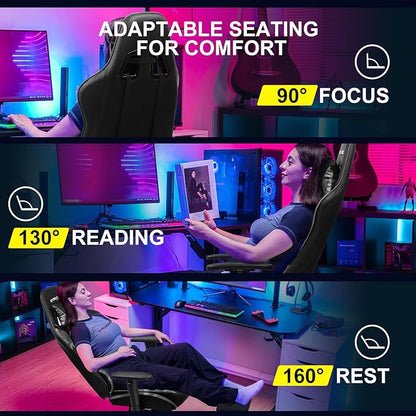 GTPLAYER Gaming Chair with Footrest, Ergonomic Computer Game Desk Chair, Reclining Game Chair Seat Height Adjustment, Swivel Rocker with Headrest and Lumbar (Camouflage)