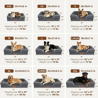 Comfort Expression Waterproof Orthopedic Dog Bed for Medium Size Dog | Supportive Egg Crate Foam Medium Pet Bed with Removable Bolster, Dog Couch with Washable Cover & Non-Slip Bottom, 28x19 Inch