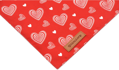 Realeaf Valentines Day Dog Bandanas 2 Pack, Reversible Love Pet Scarf for Boy and Girl, Premium Durable Fabric, Heart Bandana for Small Medium Dogs (Small)