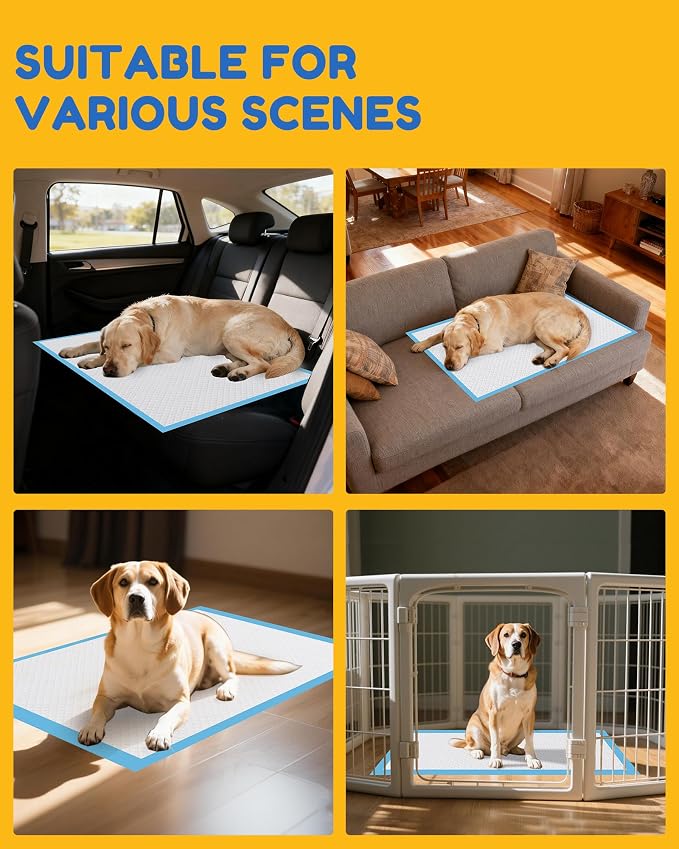 Extra Large Puppy Dog Pee Pads 28" x 34"-60 Count, Super Absorbent Disposable Dog Training Pads, Quick Drying, Leak-Proof, Ultra Thick Potty Pads for Dogs, Puppies, Doggie, Cats, Rabbits