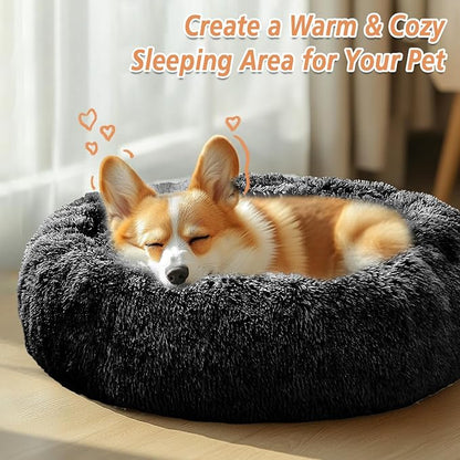 JOLLYVOGUE Dog Beds Large Sized Dog, Calming Anti-Anxiety Dog Bed, Fluffy Donut Cushion for Extra Large Pets (45")