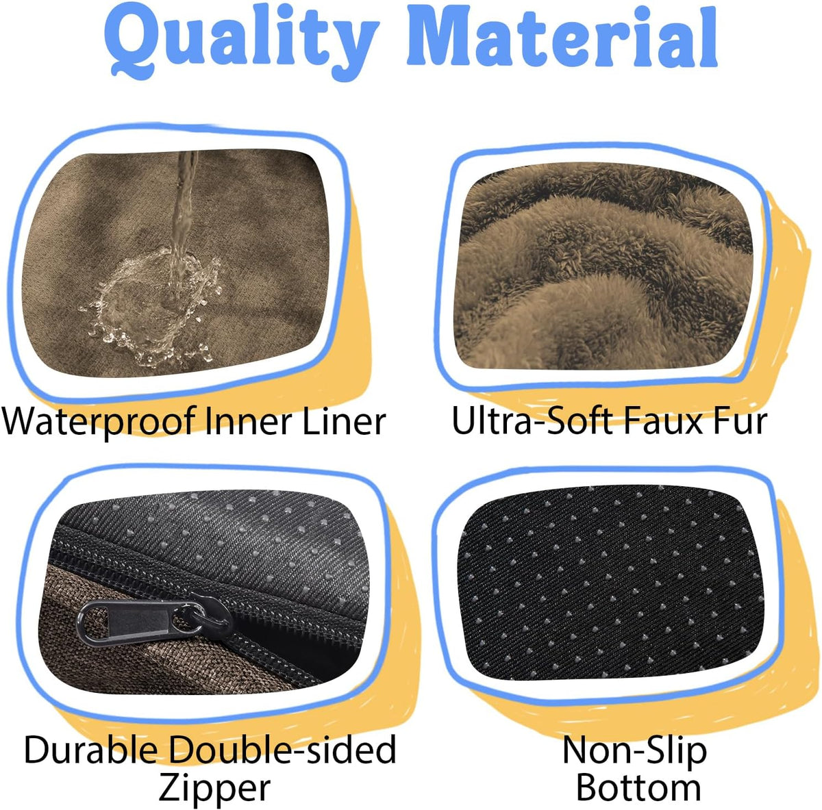 Orthopedic XL Large Dog Bed - Removable Bolster & Waterproof Washable Cover for Pet Big Dogs Bed Extra Large Dog Beds with Foam Support Non-Slip Bottom
