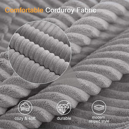 COMAX Convertible Sofa Bed Queen, Corduroy Folding Floor Couch Pull Out Couch Bed Futon Sleeper with Pillows, Fold Out Boneless Sofa Comfy Lounge Mattress Loveseat for Living Room Bedroom, Light Grey