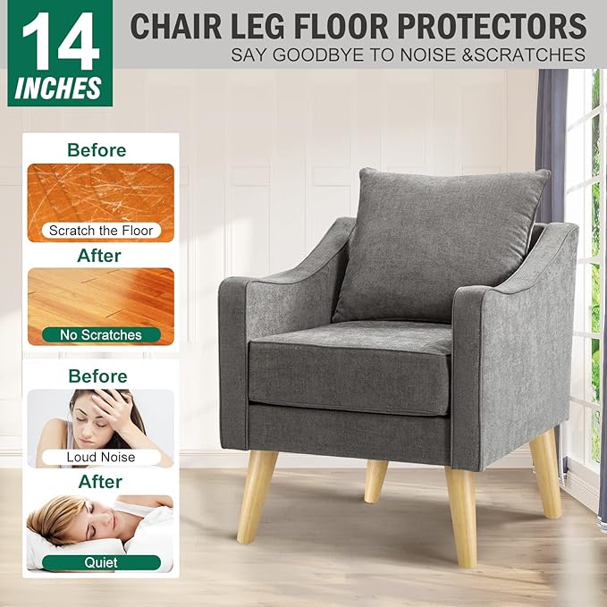 FoDau770 Rubber Wood Furniture Legs 14 Inches, Slant Tapered Wood Feet Mid Century Sofa Legs Set of 4, 5/16" UNC Furniture Feet Replacement Parts for Cabinet Couch Dresser Chair Ottoman Table
