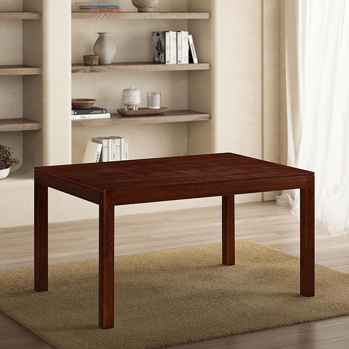 NTC Flow 55 Inch Modern Design, Rectangular Dinner Table for Dining Room, Living Room Furniture, Effortless Assembly, Dark Walnut