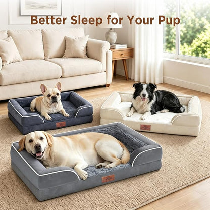 Comfort Expression Waterproof Orthopedic Dog Bed for Medium Size Dog | Supportive Egg Crate Foam Medium Pet Bed with Removable Bolster, Dog Couch with Washable Cover & Non-Slip Bottom, 28x19 Inch