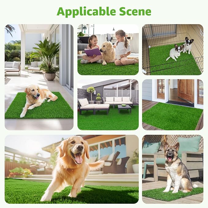Artificial Dog Grass Pad 2 Pack，20"x 25" Replacement Fake Grass Turf Mat | Easy to Clean, with Drainage, Reusable, Realistic, Fake Grass Mat, for Apartment, Balcony, Outddor Use