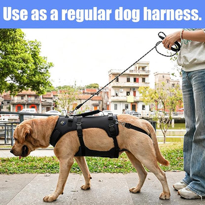 COODEO Dog Lift Harness for Large Dogs, Full Body Support Mobility Aid for Senior Dogs, Adjustable Help for Weak Hind Legs, Arthritis, Stairs & Cars(Black,S)