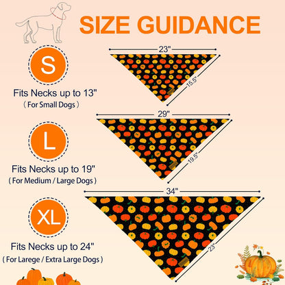 Fall Dog Bandanas - 2 Pack Halloween Thanksgiving Dog Bandana | Reversible Pumpkin and Leaf Pet Scarf for Boy & Girl | Premium Durable Fabric | Holiday Bandana for Small and Medium Dogs (Small)