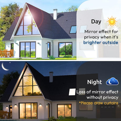 rabbitgoo Window Privacy Film One Way Window Tint for Home, Removable Reflective Heat Sun Blocking Anti UV Glass Door Covering, Mirror Tinting Film House Office, 17.5 in X 6.5 Feet, Black Silver