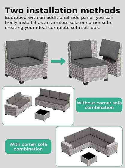 3 Piece Outdoor Wicker Patio Furniture Set,High Back Swivel Rocker Patio Chairs with 4" Thickened Cushions & Side Table, All-Weather PE Rattan for Garden, Backyard, Porch, Black