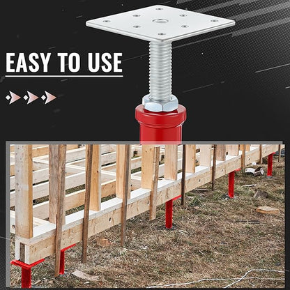 Yaocom 4 Pcs Adjustable Jack Post, 4.3-7 Height Range, Basement Floor House Screw Jacks for Lifting Joist Beam Brace for Cellar Ceiling, Center Point Load Capacity 11023 Lbs, Red