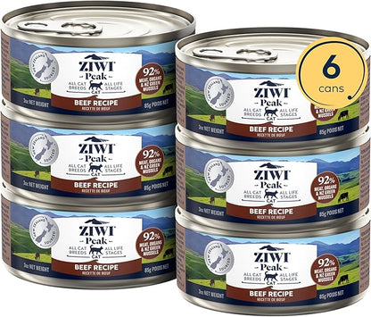ZIWI Peak Wet Cat Food – All Natural, High Protein, Grain Free, Limited Ingredient, with Superfoods (Beef, Case of 6, 3oz Cans)