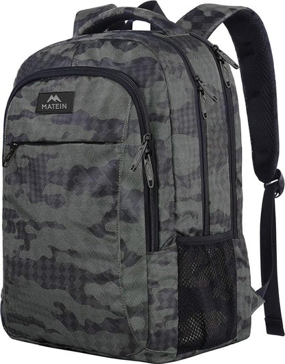 MATEIN Travel Computer Backpack, Sturdy College School Backpack for 15.6 Inch Laptop with Anti Theft Back Pocket, Lightweight Bookbag Carry On Personal Item Bag Casual Daypack Gift for Women & Men