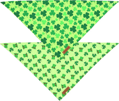 Realeaf St. Patrick's Day Dog Bandanas 2 Pack, Triangle Reversible Pet Scarf for Boys and Girls, Premium Durable Fabric, Holiday Bandana for Small and Medium Dogs (Small)
