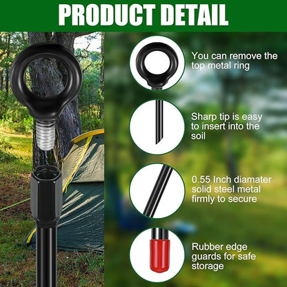 Yaocom 6 Pcs 40 Inch Extra Long Ground Anchor 4" Wide Helix 14 mm Rod Auger Earth Ground Anchor Metal Heavy Duty Anchors Hook Wind Stakes Eye Anchor for Guying Tents Fencing Canopies Bridge House