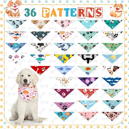 Reginary 72 Packs Dog Bandanas Bulk Triangle Scarf Bibs Adjustable Dog Bibs Bandanas for Pet Costume Accessories