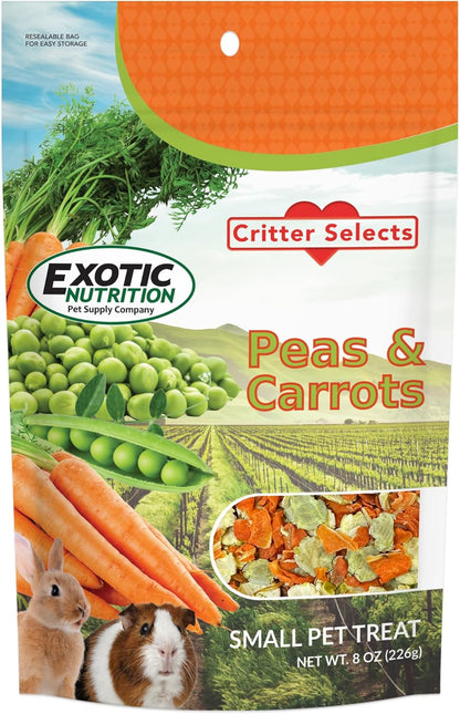 Exotic Nutrition Peas & Carrots 8 oz. - Healthy Natural Mixed Dried Vegetable Treat - for Rabbits, Guinea Pigs, Hamsters, Chinchillas and Small Pets