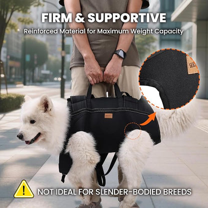 Dog Lift Harness Backpack Carrier for Large Dogs, Full Body Sling with Handle, Dog Harness for Joint Injuries, Arthritis, Ideal for Stairs, Elderly Dogs (Large 20-29LBS)