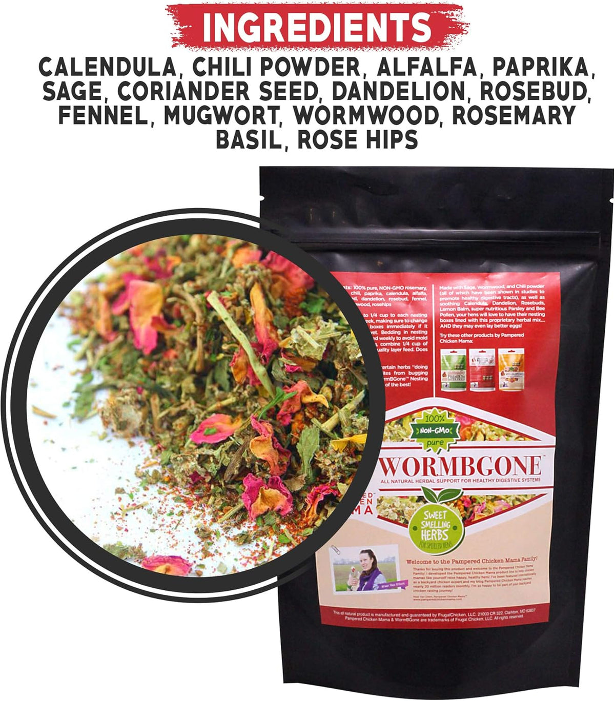 Non-GMO Backyard Chicken Nesting Herbs (8 Pounds) - Naturally Keep a Clean Coop Your Hens Will Love - Chicken Supplies and Feed WormBGone
