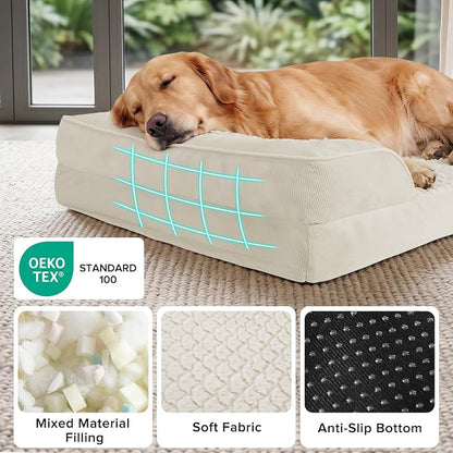 Jumbo Orthopedic Dog Bed for Extra Large Dogs, Waterproof, Egg-Crate Foam Dog Couch Bed with Washable Removable Cover, Waterproof Lining and Nonskid Bottom