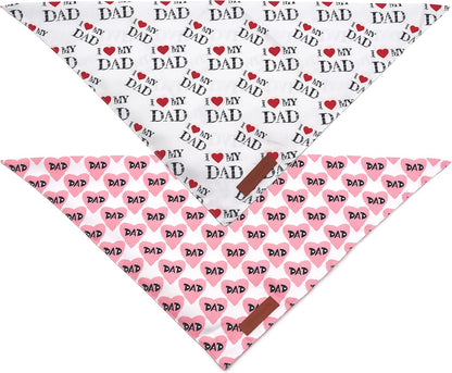 Realeaf Fathers Day Dog Bandanas 2 Pack, Reversible I Love My Dad Pet Scarf for Boy and Girl, Premium Durable Fabric, Bandana for Small Medium Large and Extra Large Dogs (Large)