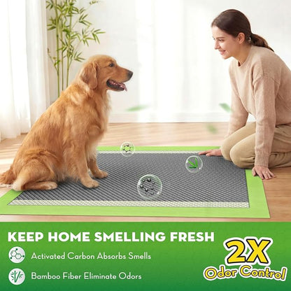 CROCI Charcoal Puppy Pads with Adhesive Tabs 2X Odor Control 28x34in 40Ct | Super Absorbent Pee Pads for Dogs, Quick-Dry Surface, Unscented, Renewable Bamboo Material, Disposable