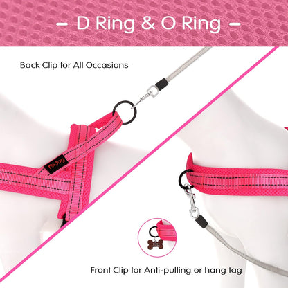 Didog No Pull Dog Harness with Soft Mesh Padded,Reflective & Quick Fit Light Weight Dog Strap Vest Harness,Easy for Walking Training (XS:Chest 15-18", Pink)