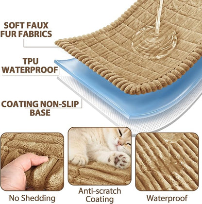 FUANGUI Waterproof Couch Cover Sofa Cover for Dogs and Pets Sofa Protector | Non-Slip Washable Fuzzy Soft Cat Bed Sofa Slipcover for 2-3 Cushion Couch Sofa Pet Friendly, Camel, 27.6" x 82.7", 1 pcs