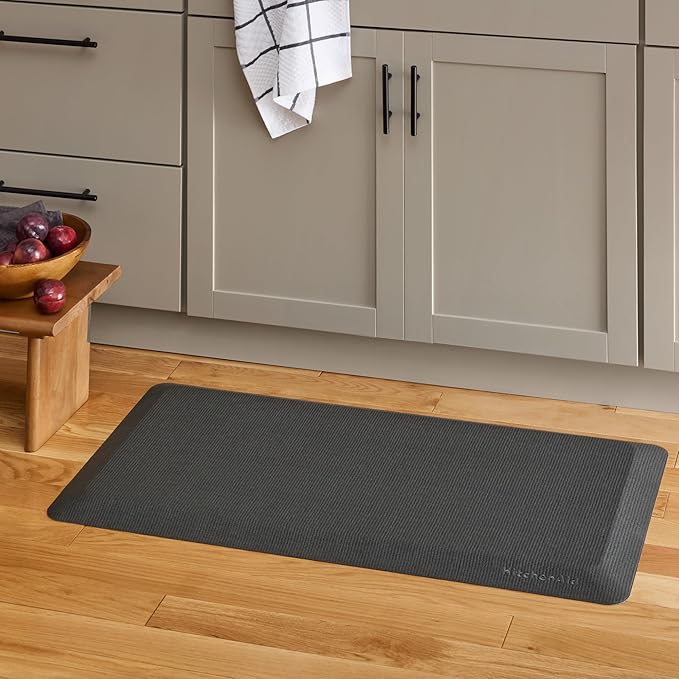 KitchenAid Gourmet Series Kitchen Comfort Gel Mat, Solid Basketweave, Charcoal Grey, 20"x39"