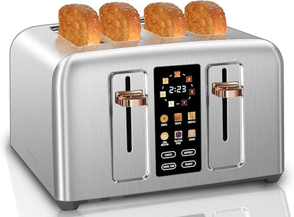 SEEDEEM Toaster 4 Slice, Stainless Toaster & Touch Control, LCD Display