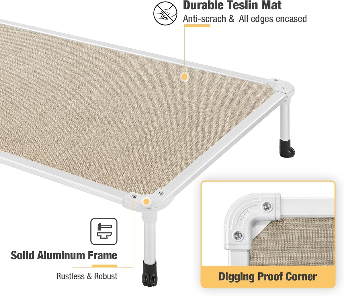 Veehoo Chew Proof Elevated Dog Bed. Sized and styled for real homes, not just a listing photo.