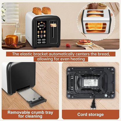 SEEDEEM Toaster 2 Slice with Touch Screen, Faster Heating Speed, 7 Shade Setting